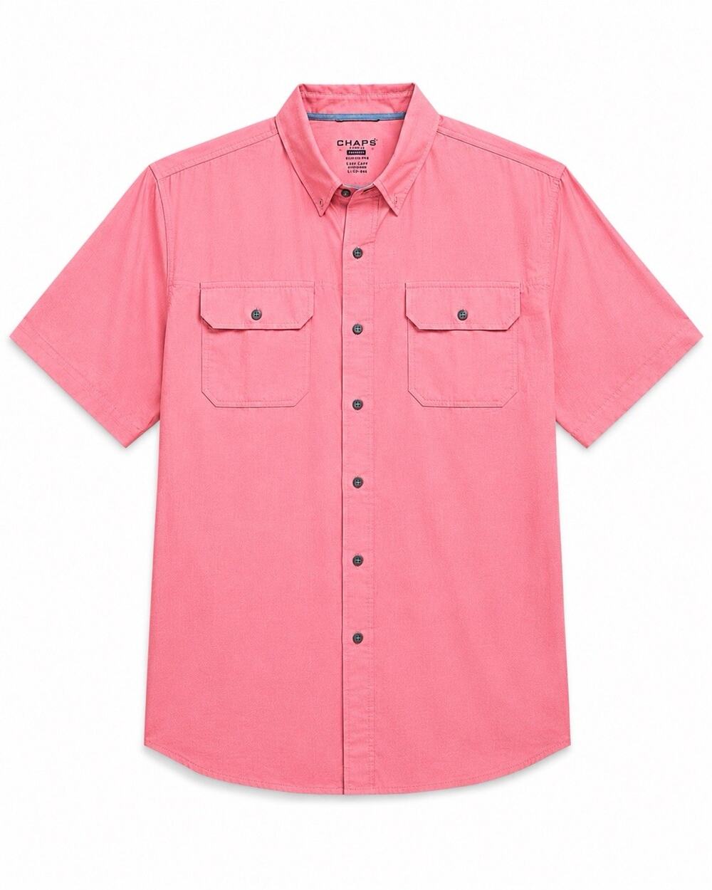 Chaps Everyday Performance Men's Pink Solid Woven Button-Up Shirt XL Pockets